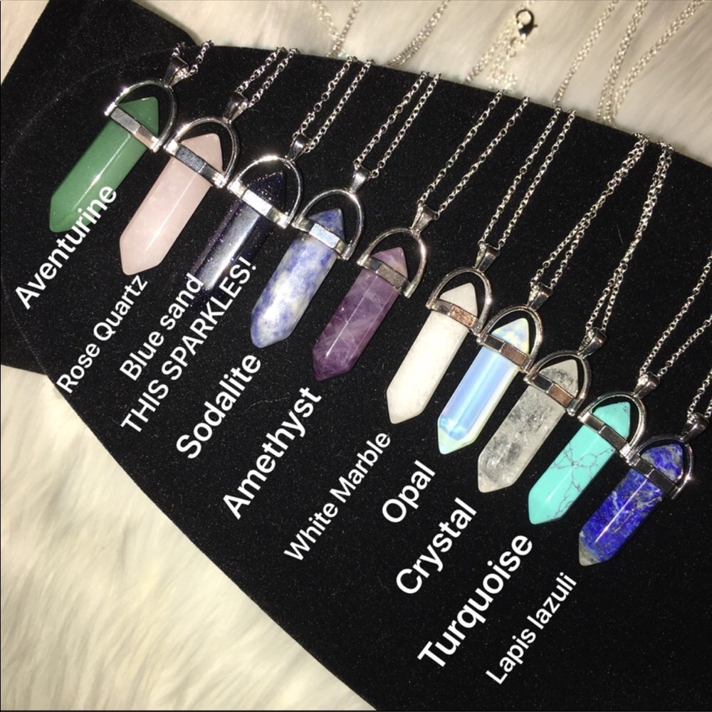 2 for $20 crystal stone pendant necklaces - Picture 2 of 8